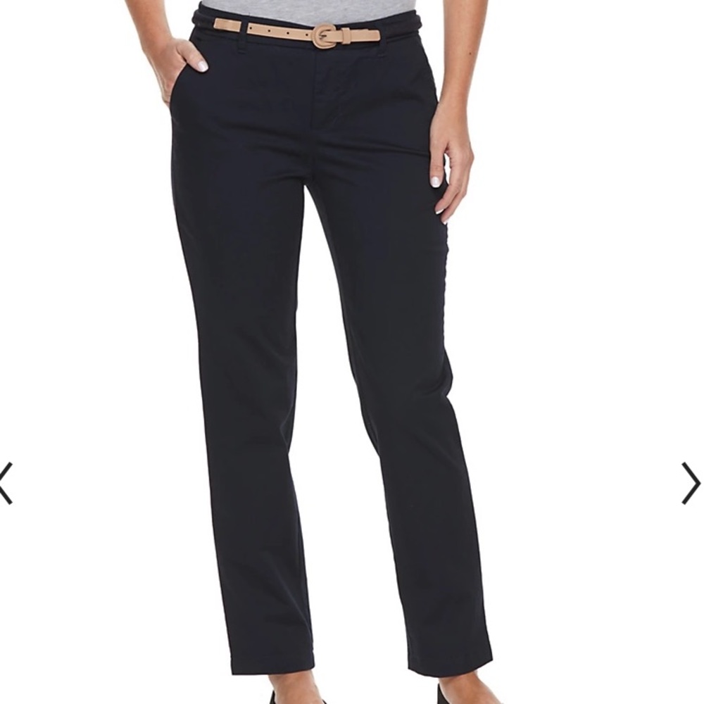 (Navy blue) Croft & Barrow chino belted pants